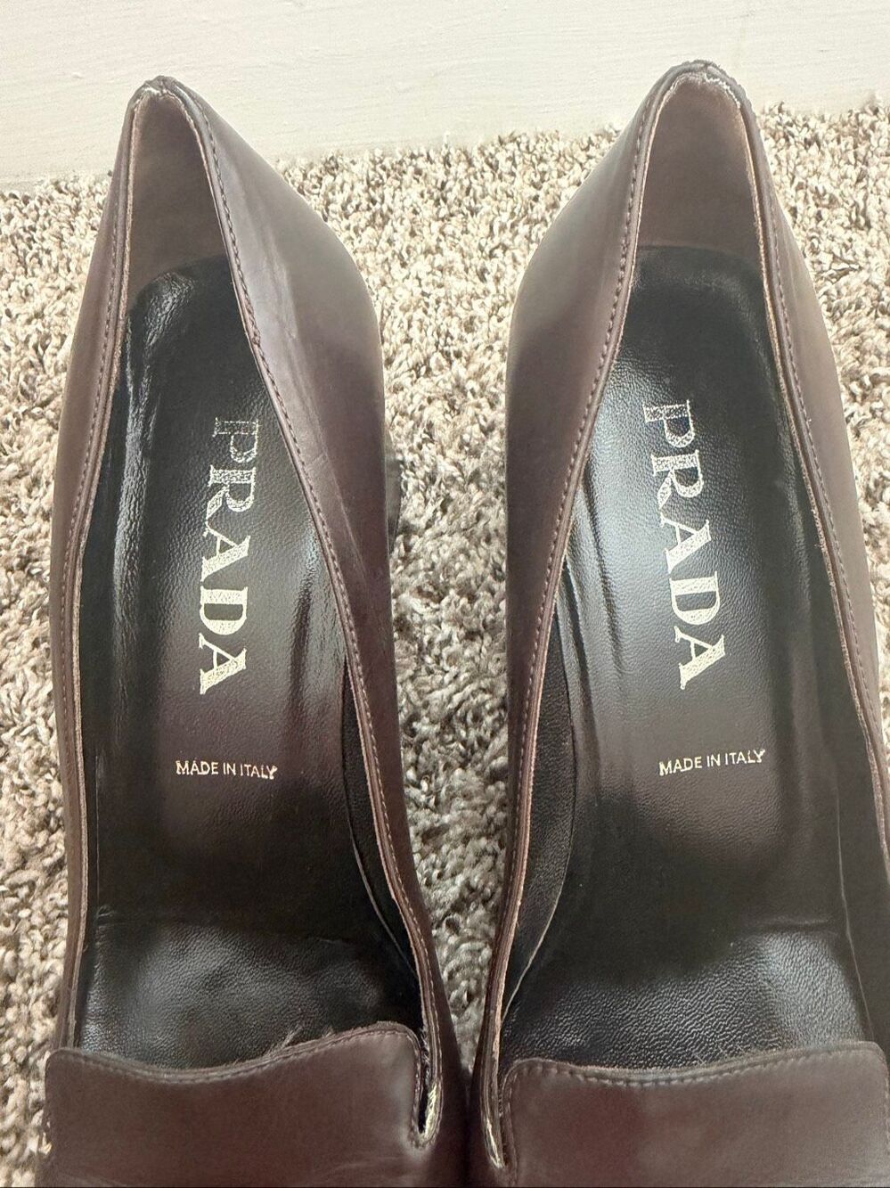 Prada Brown Leather Pumps Size 39 Women - Picture 2 of 16